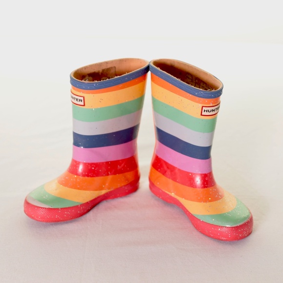 Hunter Kids Rainbow Glitter Rain Boots Toddler/Kids Unisex Size UK 8 / US 9B 10G - Picture 5 of 10